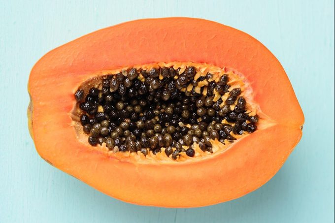 Half ripe papaya fruit and seeds used for parasite cleansing