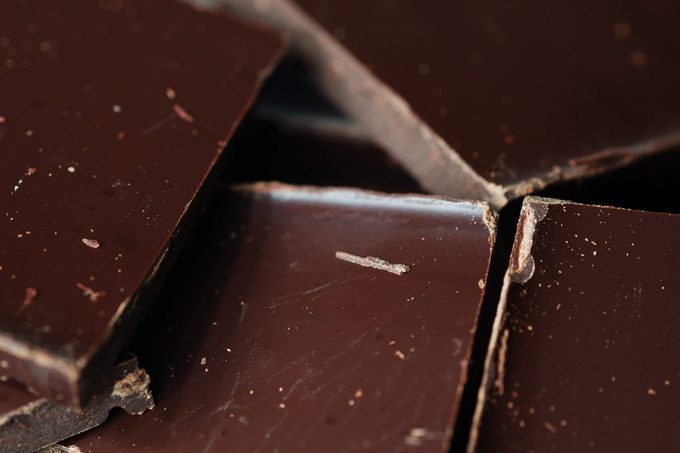 Close-up of dark chocolate pieces
