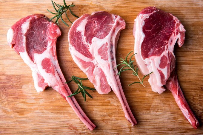 Raw lamb chops, Mutton steaks with rosemary.