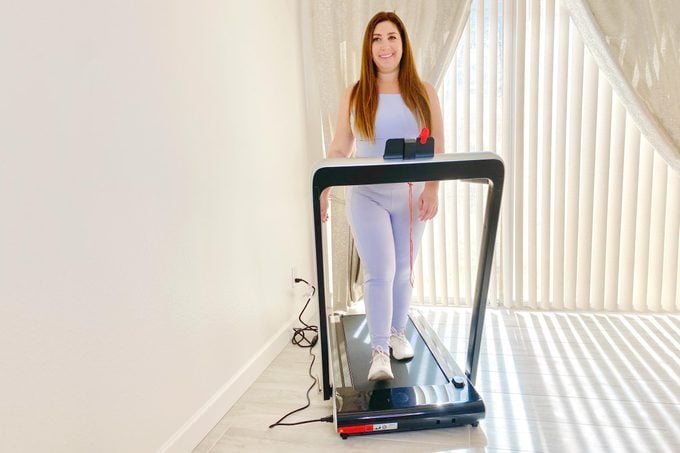woman using an Under-Desk Treadmill