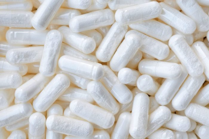 full frame of white zinc pills