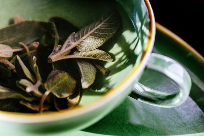 Cup of hot sage herbal tea