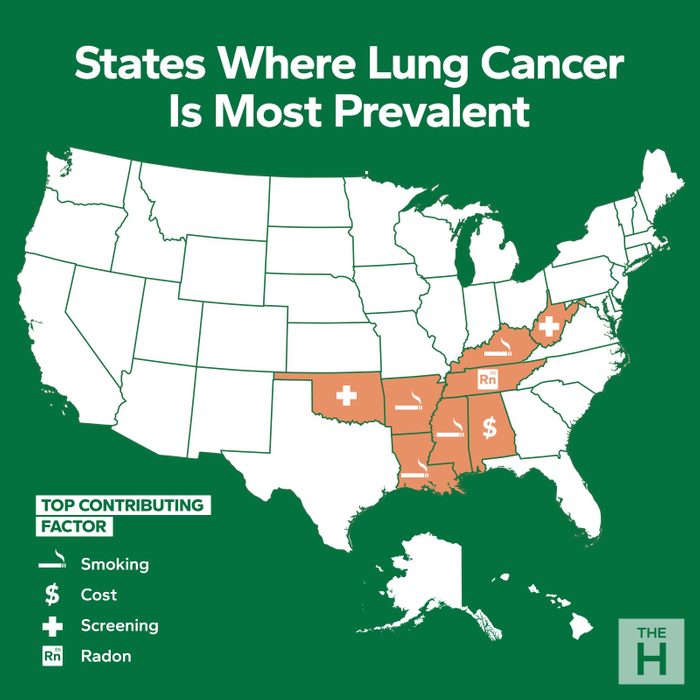 States Where Lung Cancer Is Most Prevalent Map Infographic