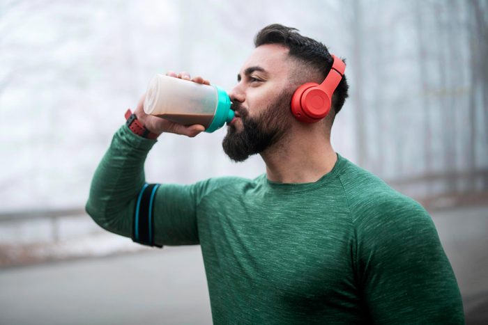 Man Drinking Energy Drink After Exercising