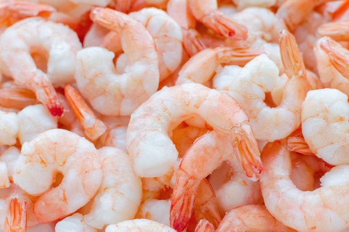 shrimp food background closeup, flat lay, selective focus