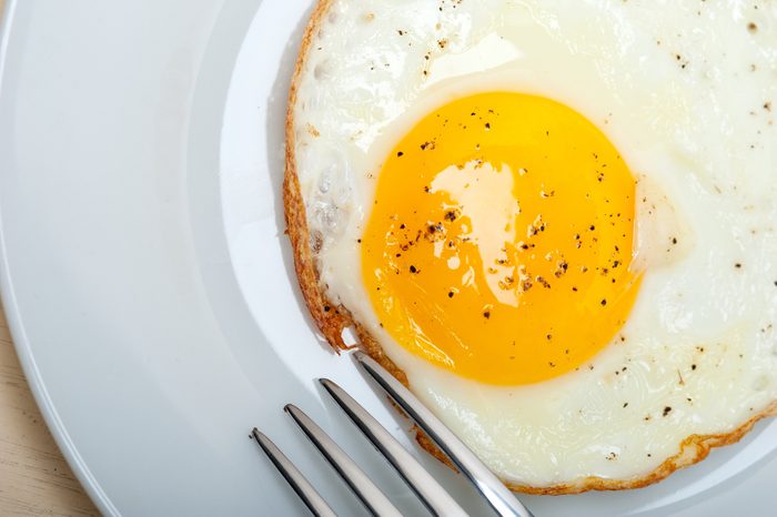 High Angle View Of Fried Egg In Plate