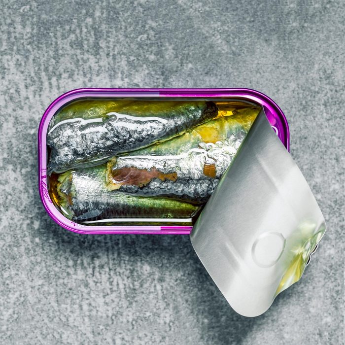 sardines in a purple tin