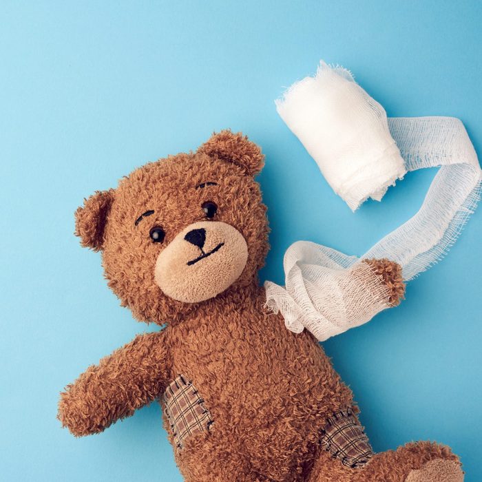kids teddy bear with bandages