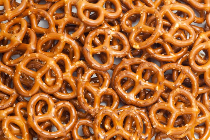 Crunchy snack pretzel background