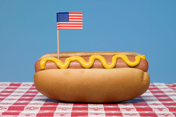 Hot Dog with an American flag