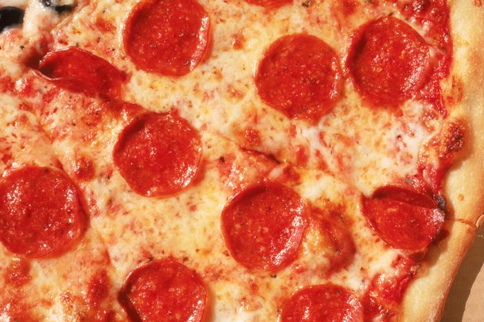 Close up of cheese and pepperoni pizza