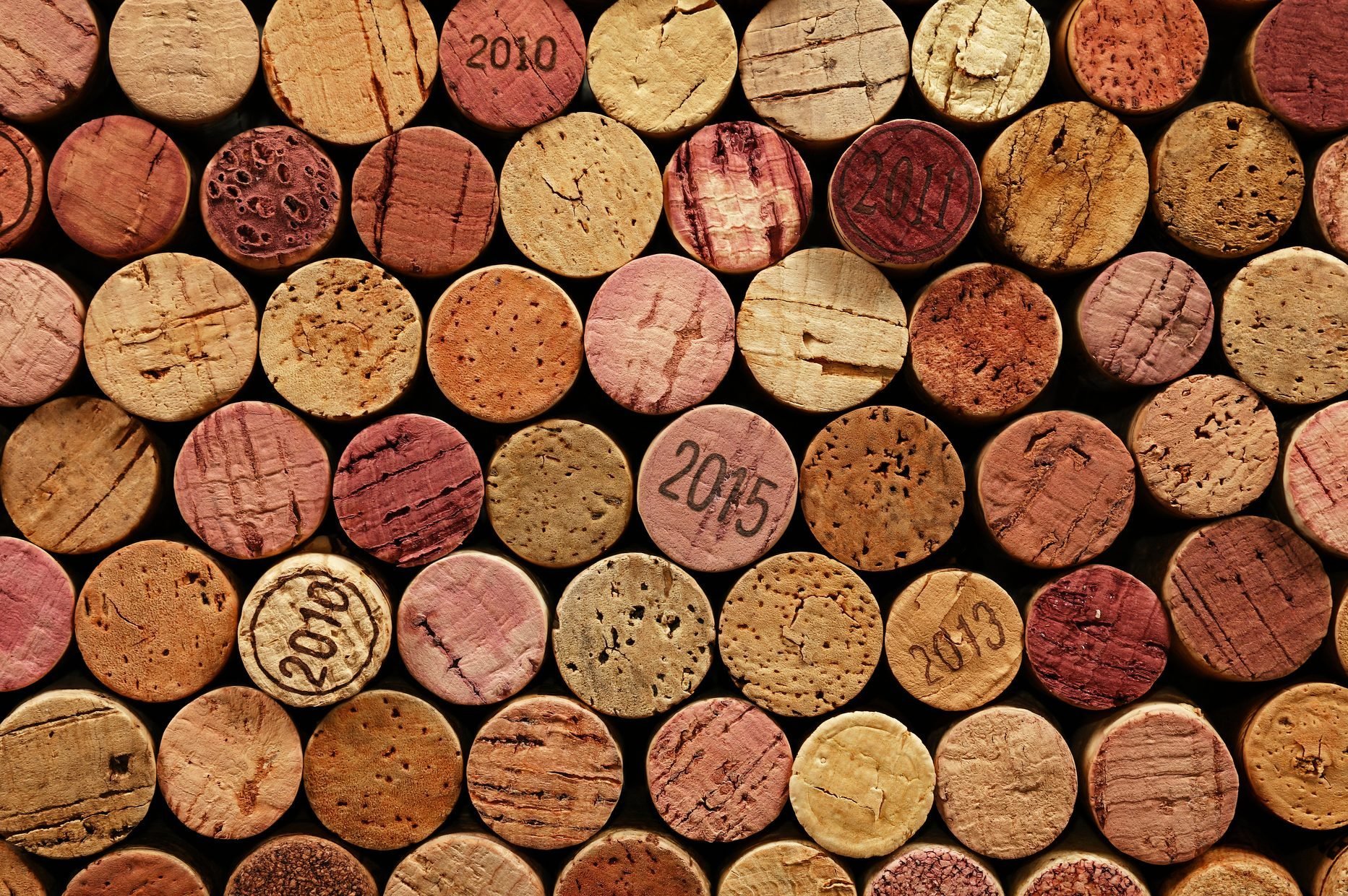 Close up background of used wine corks