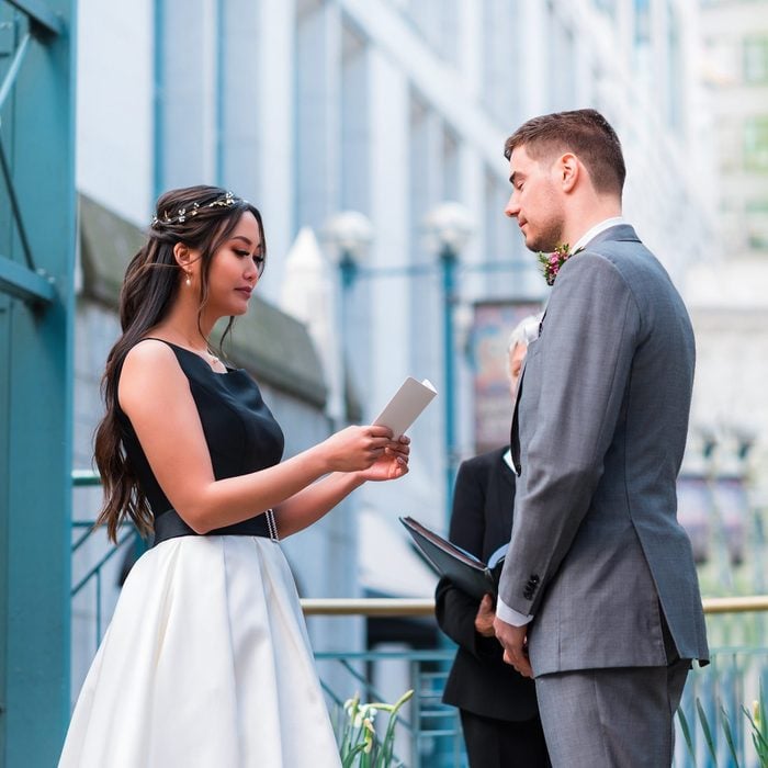 couple reading vows at wedding