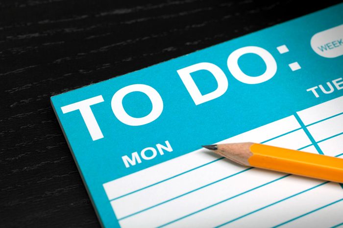 A Blank To Do List With A Pencil Lying On It. the pencil is pointing to Monday column