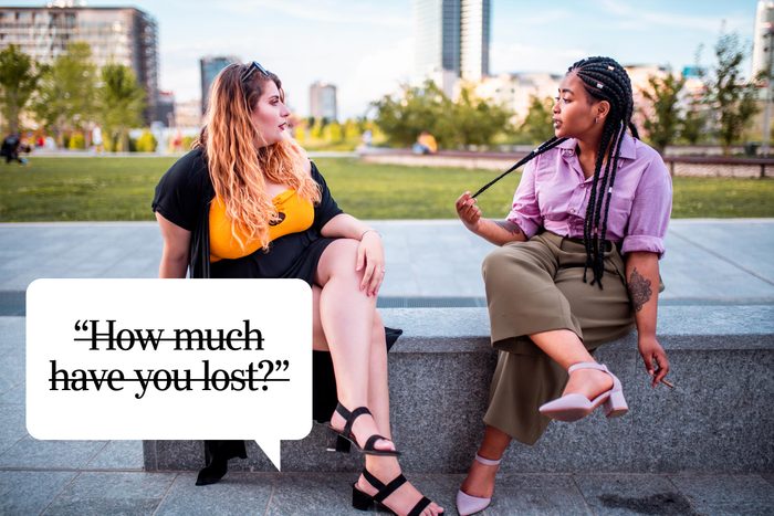 Speech bubble text: "How much have you lost?"