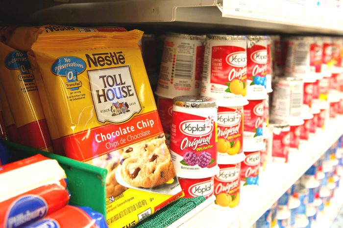 A package of Nestle Toll House chocolate chip cookies is displayed on a shelf at Bryan's Fine Foods in San Francisco, California