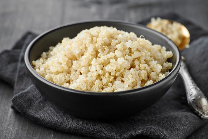 Cooked quinoa in a bowl