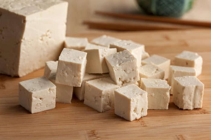 Tofu on a cutting board