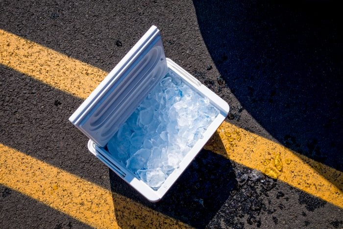 Portable cool box with ice