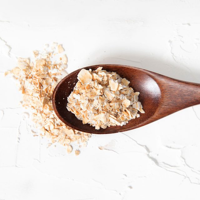 oatmeal on wooden spoon