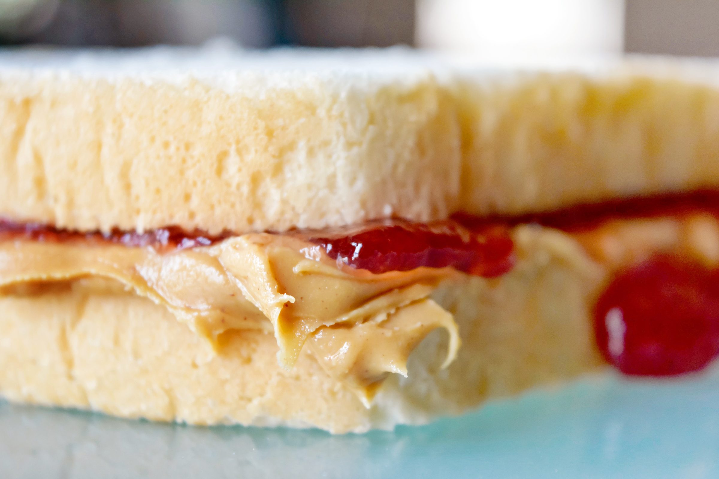 peanut butter and jelly sandwich close up