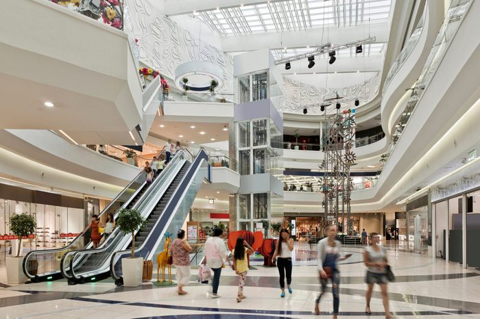 Inside a large shopping mall in Almaty