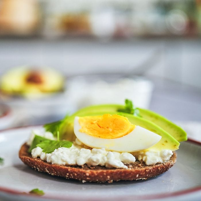 Avocado Sandwich with Brown Bread, Cottage Cheese and Eggs