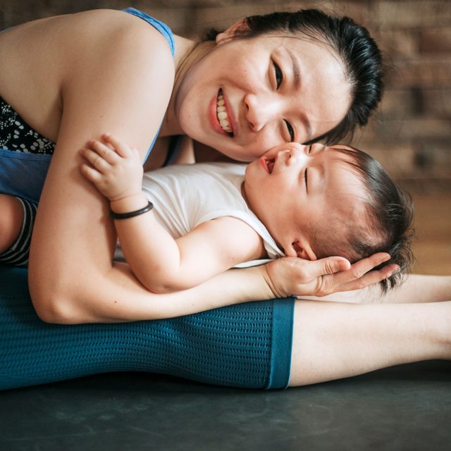 doing yoga with baby