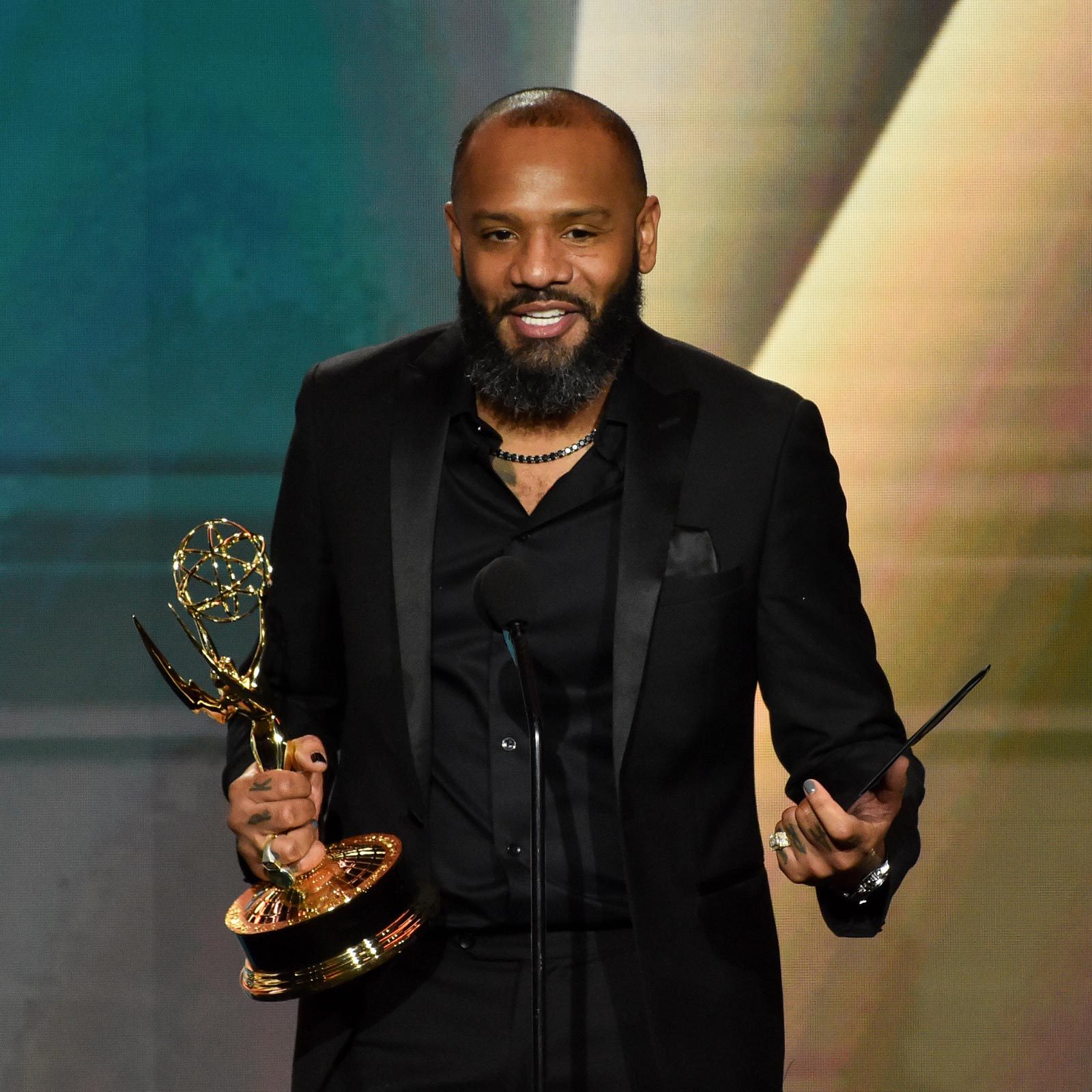 ustin Sutherland, winner of the Culinary Host award for "Taste the Culture," speaks onstage during the 50th Daytime Emmy Creative Arts and Lifestyle Awards